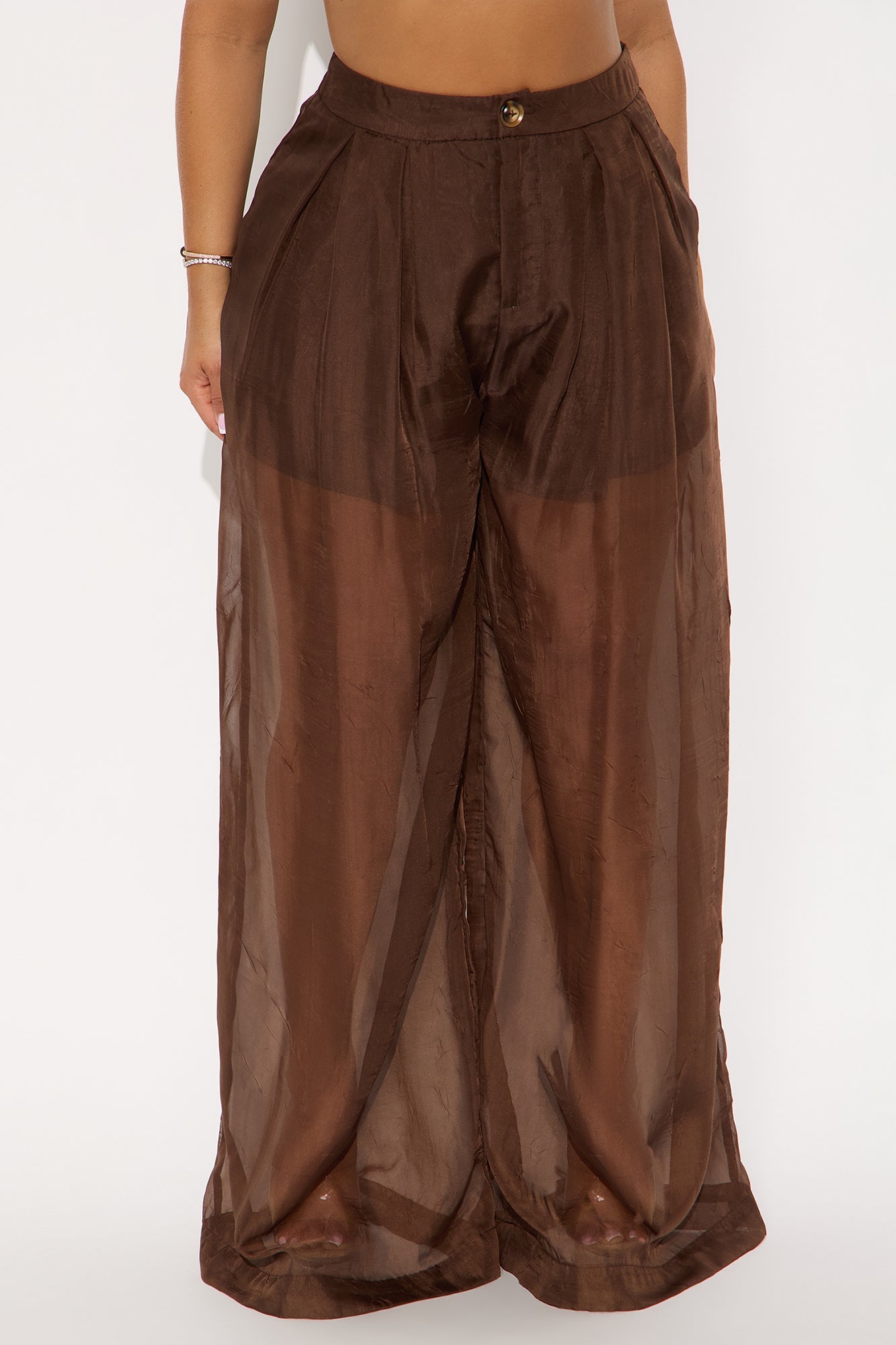 Hollie Wide Leg Organza Pant - Chocolate 
