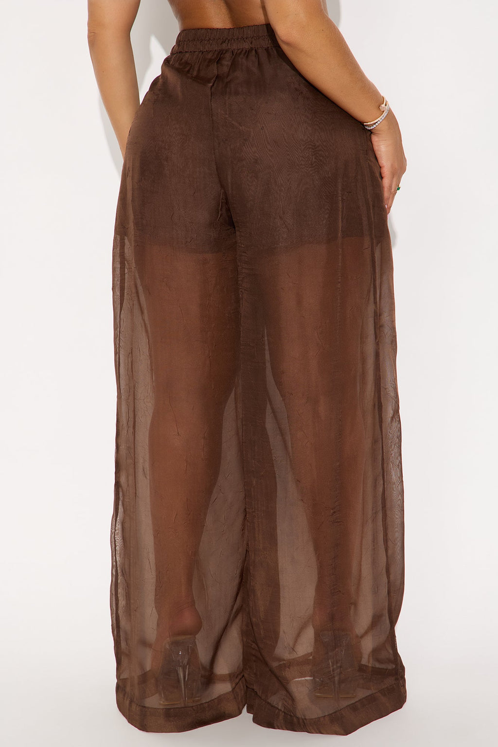 Hollie Wide Leg Organza Pant - Chocolate 