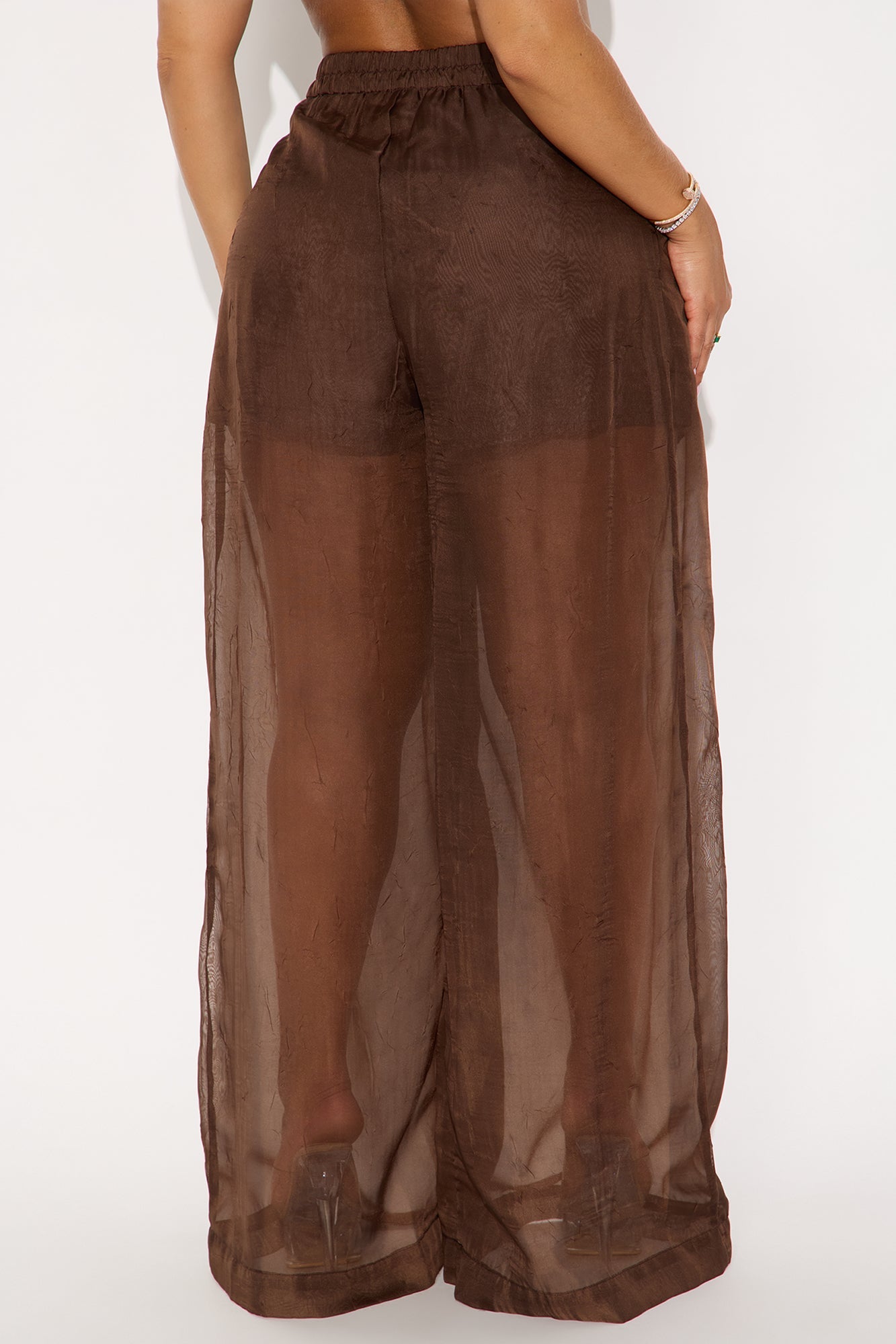Hollie Wide Leg Organza Pant - Chocolate 