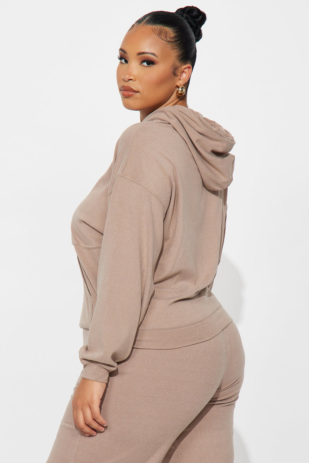 Allie Butter Ribbed Lounge Hoodie - Taupe