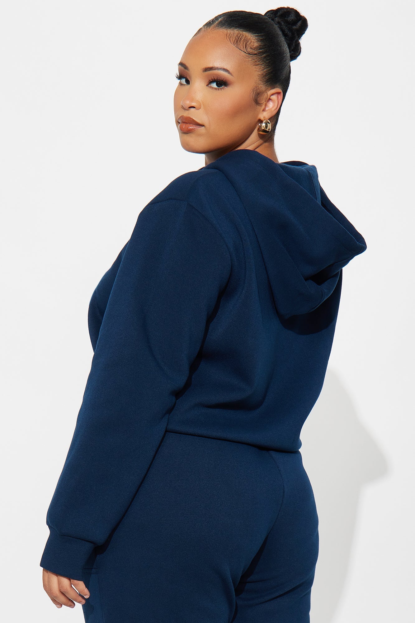 Kinsley Cropped Hoodie - Navy