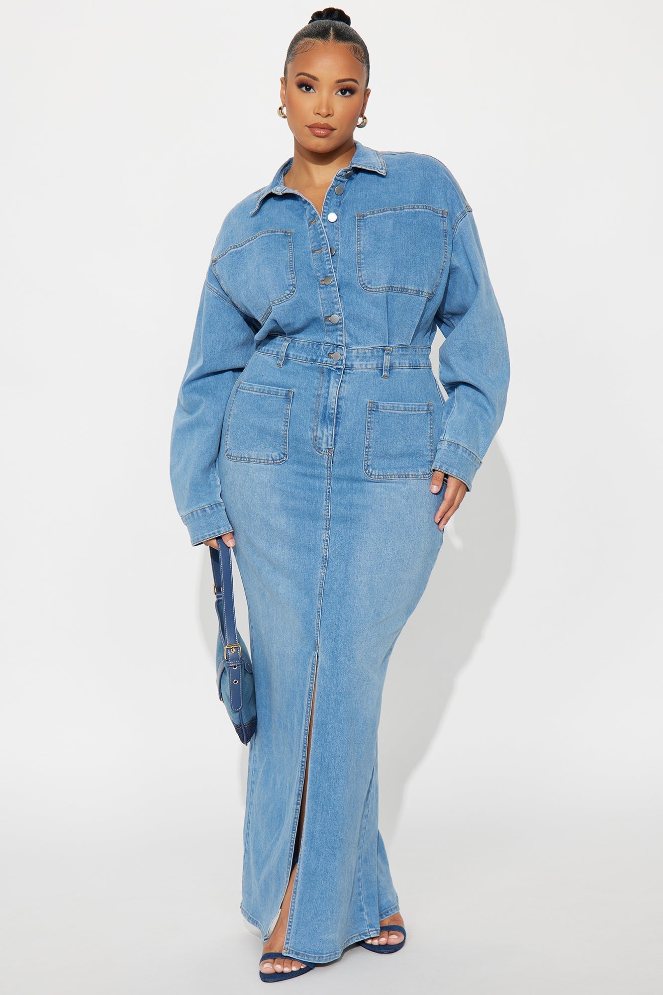 Pretty Probs Denim Maxi Dress - Denim 