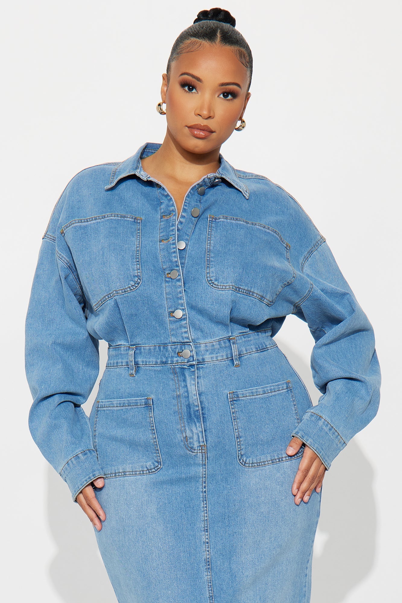 Pretty Probs Denim Maxi Dress - Denim 