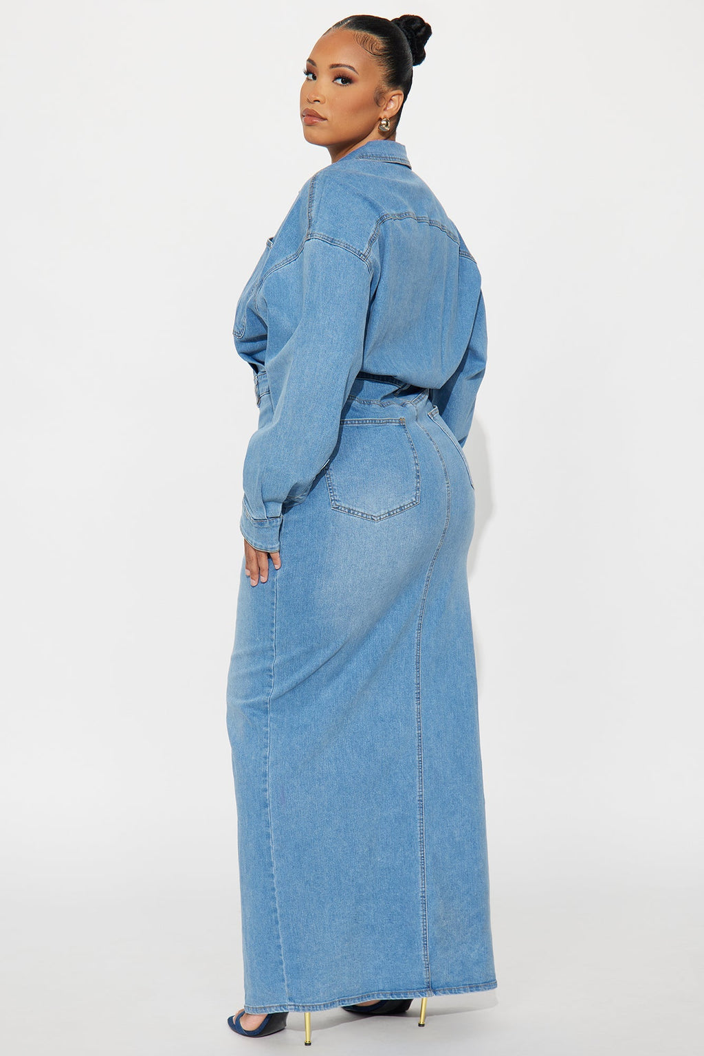 Pretty Probs Denim Maxi Dress - Denim 