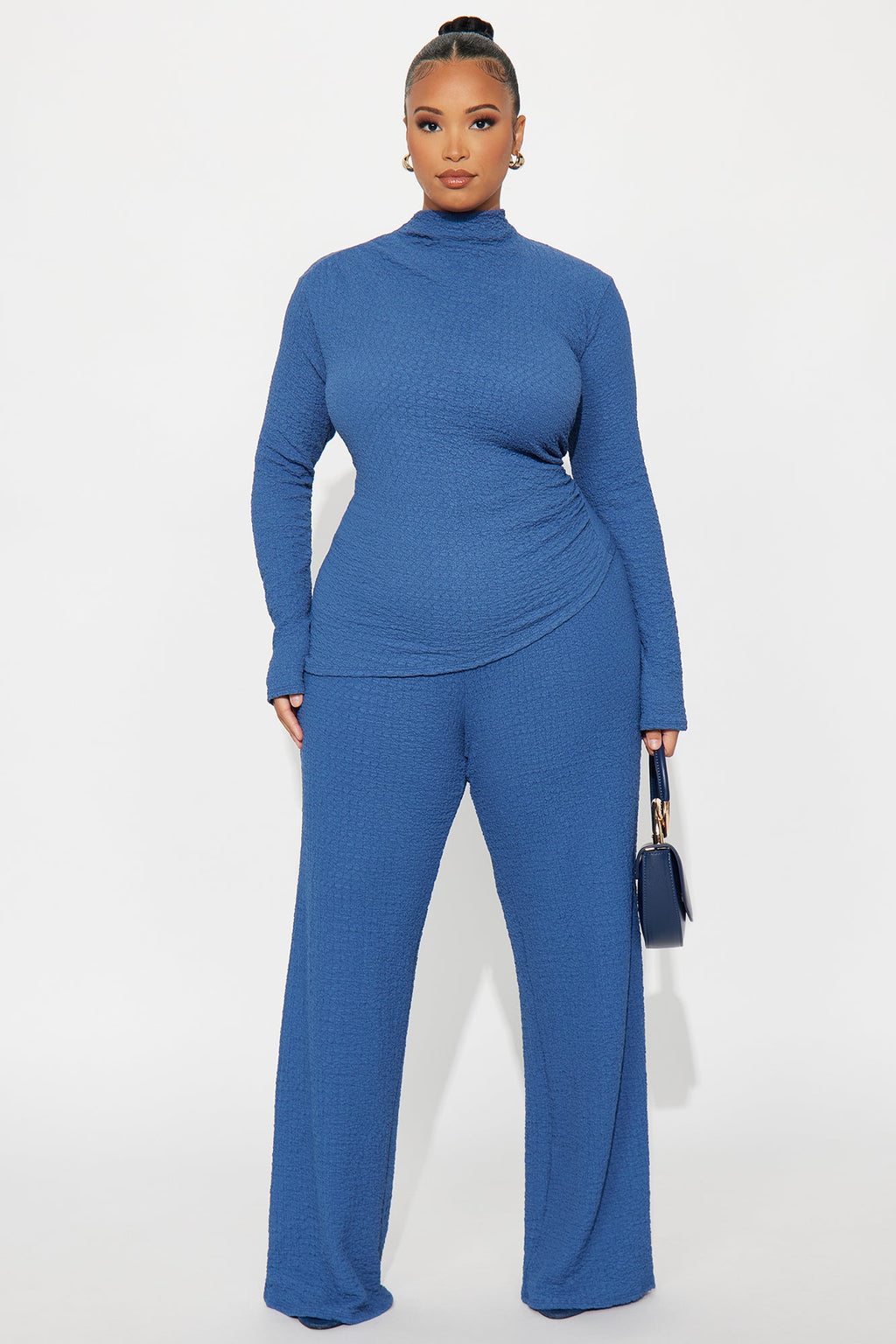 Ariella Textured Pant Set - Denim