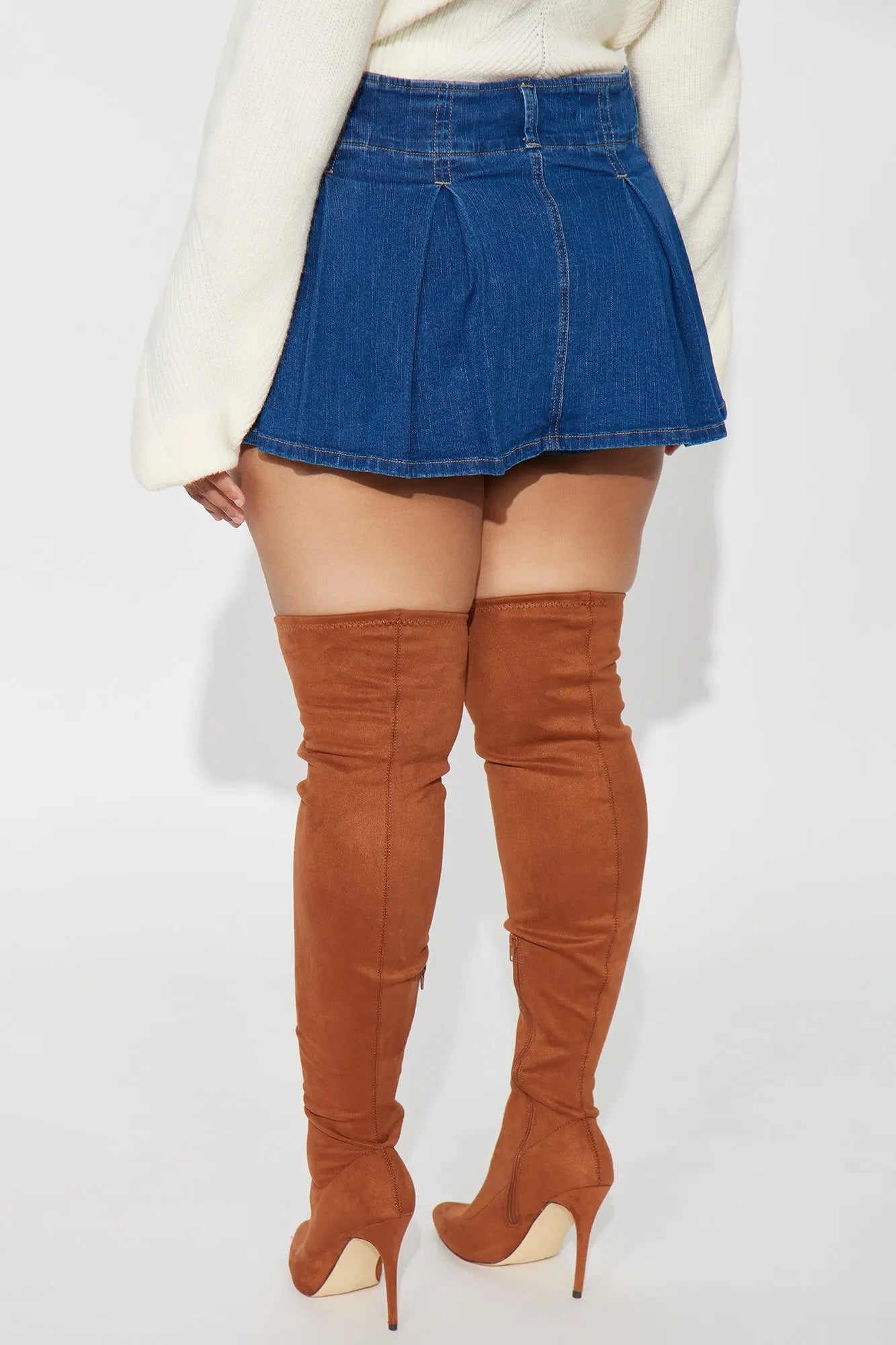 Claire Micro Mini Pleated Skort - Dark Wash 