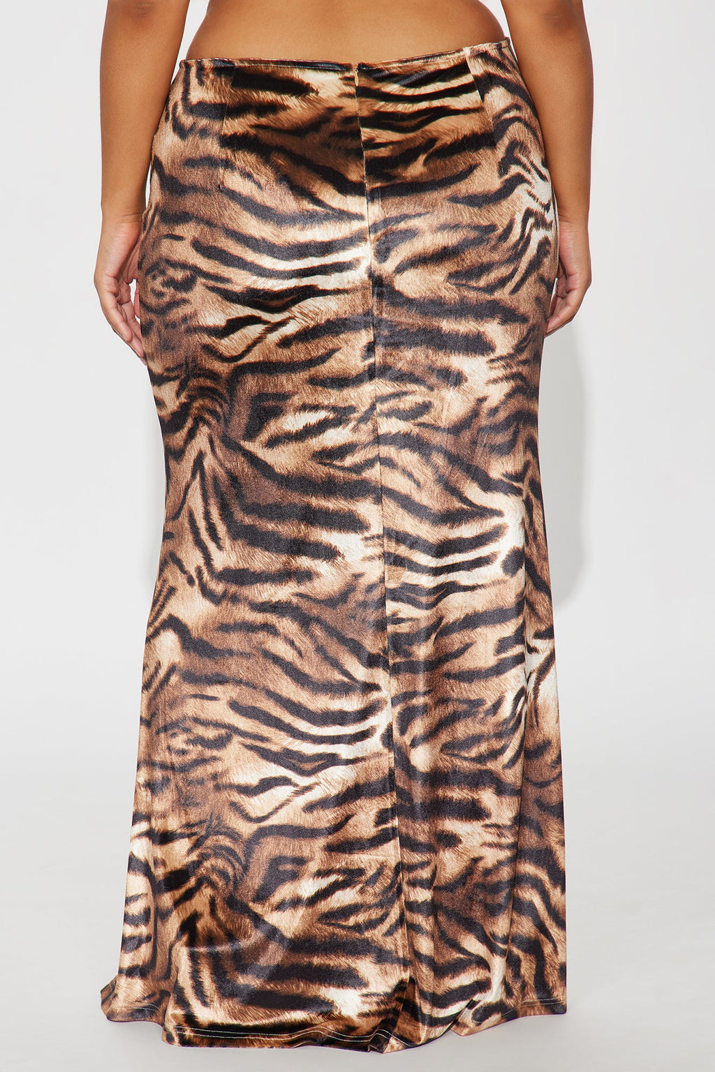 Put You On Tiger Velvet Maxi Skirt - Brown/combo 