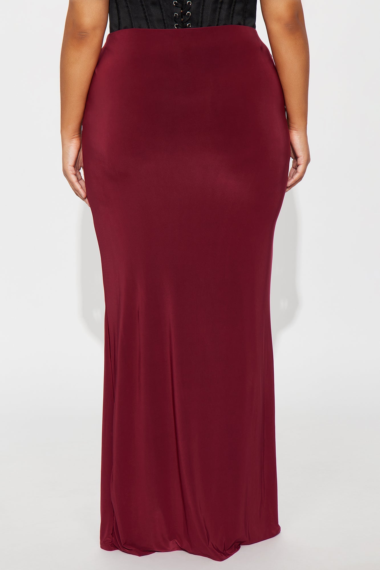 All Dressed Up Draped Maxi Skirt - Burgundy