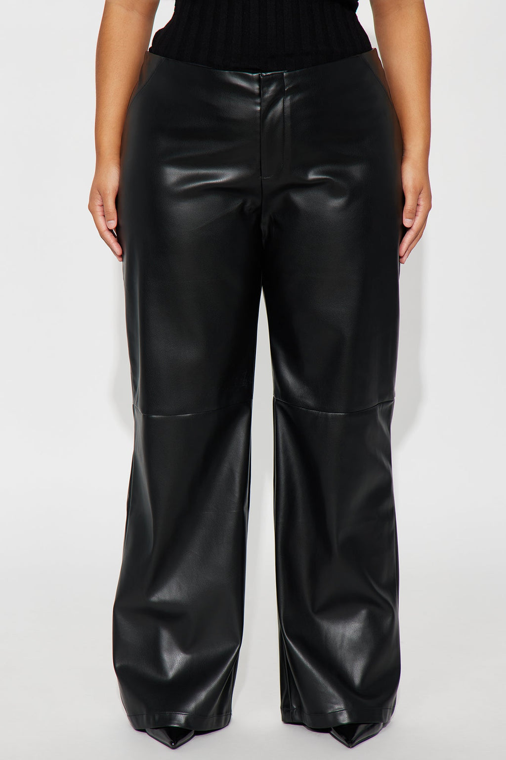 Athena Faux Leather Wide Leg Pant 33″ - Black 