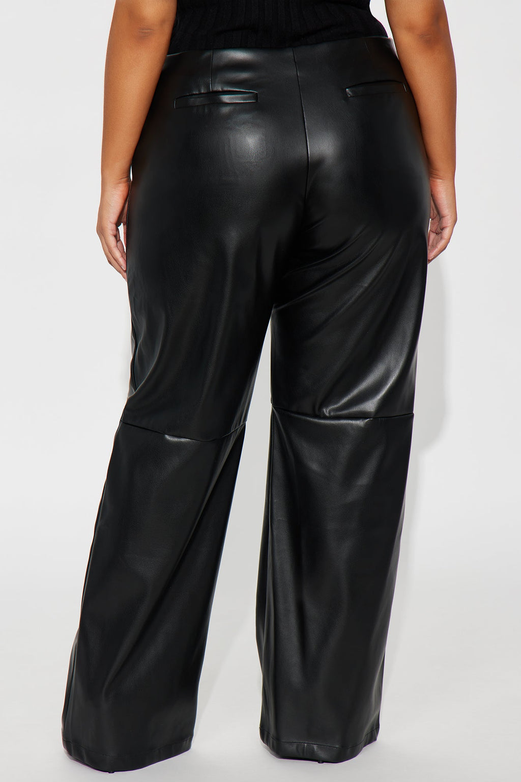 Athena Faux Leather Wide Leg Pant 33″ - Black 