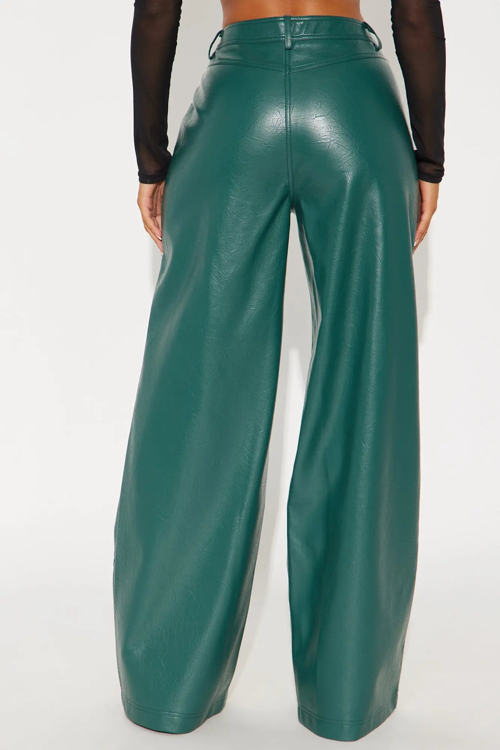 Bad Vibes Faux Leather Flare Pant 33″ - Teal 