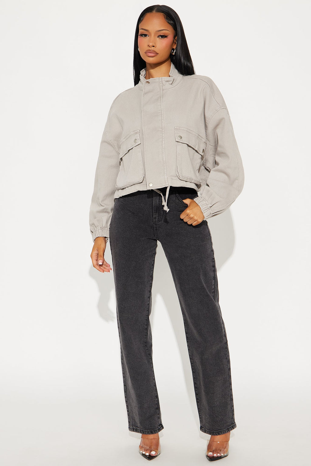 Edge Of Town Twill Bomber Jacket - Grey 