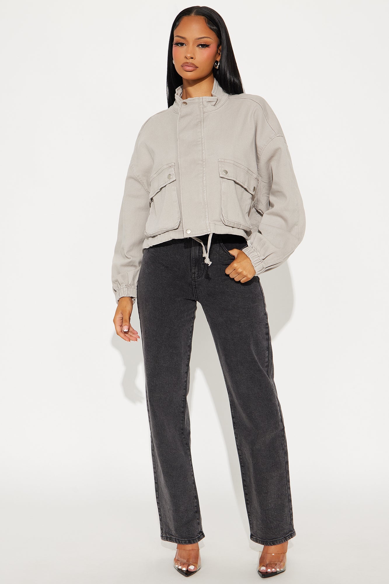 Edge Of Town Twill Bomber Jacket - Grey 