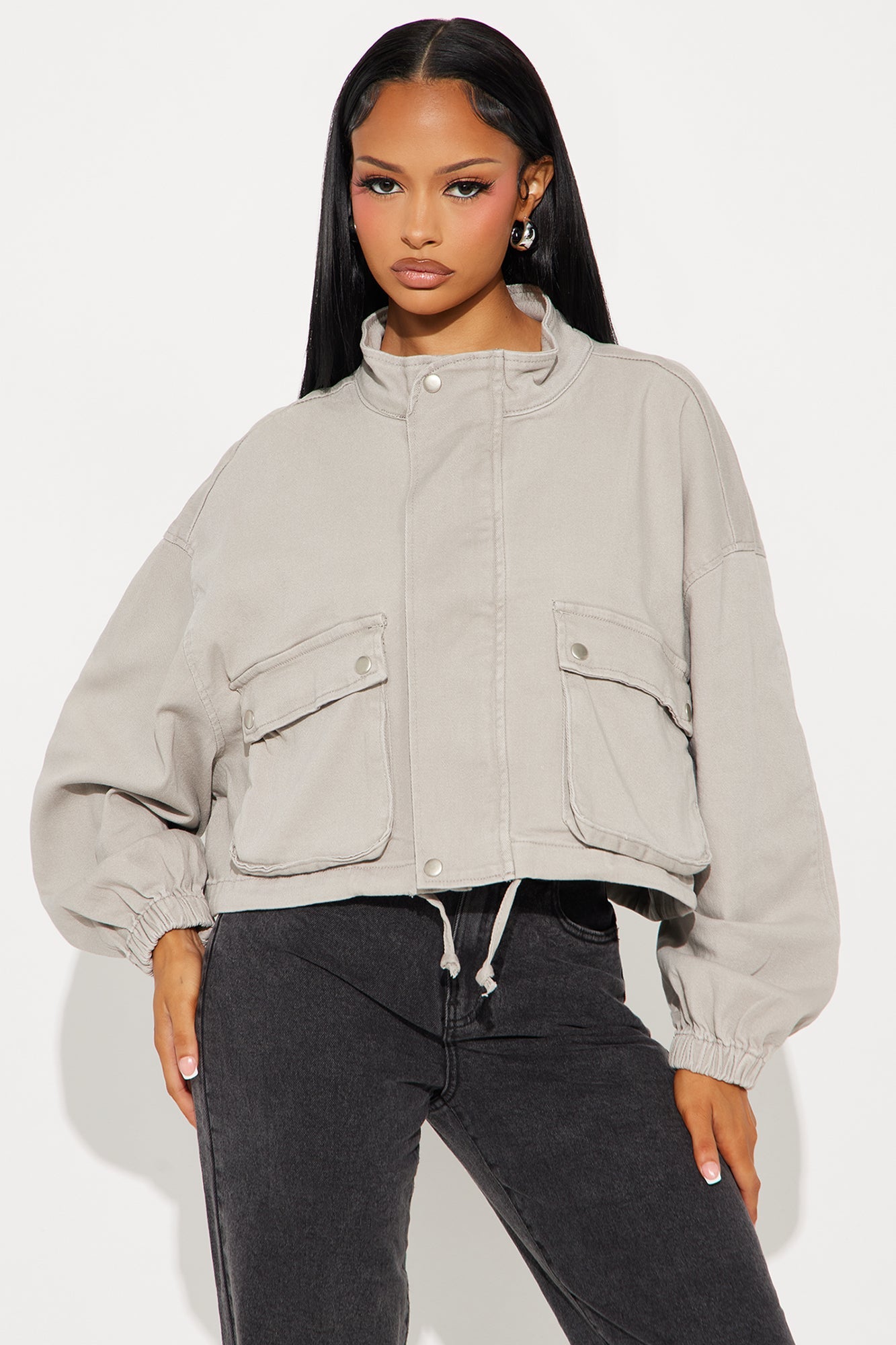 Edge Of Town Twill Bomber Jacket - Grey 