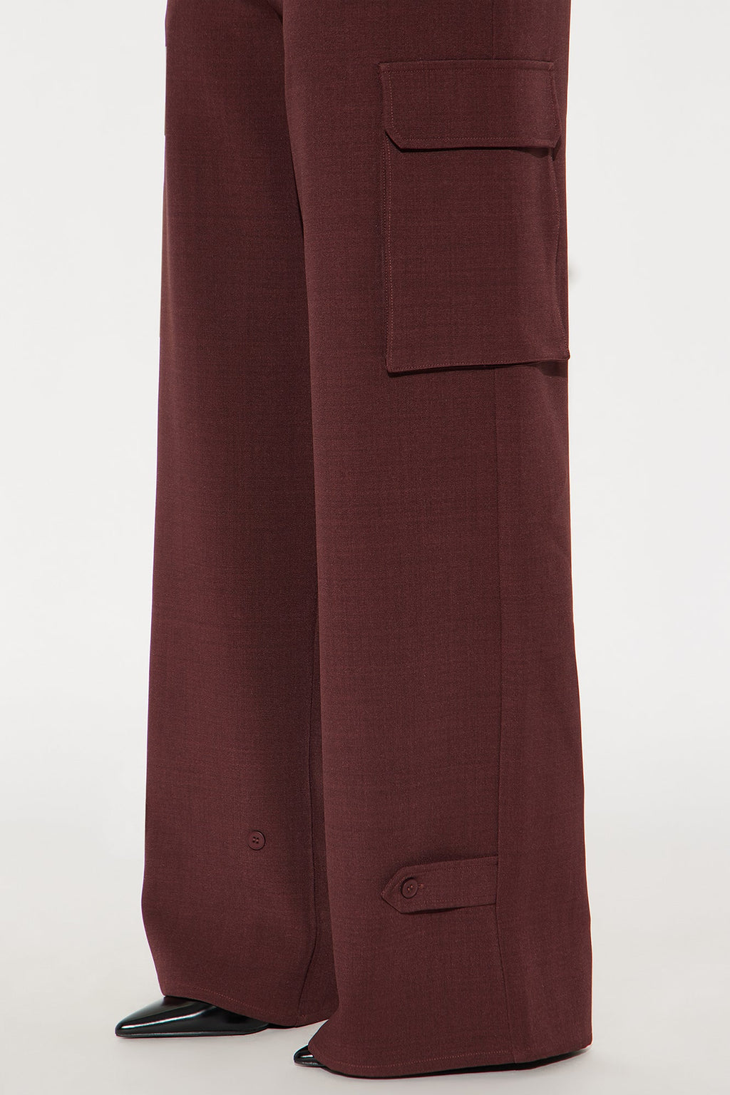 Trending Topic Wide Leg Belted Cargo Pant 32″ - Plum