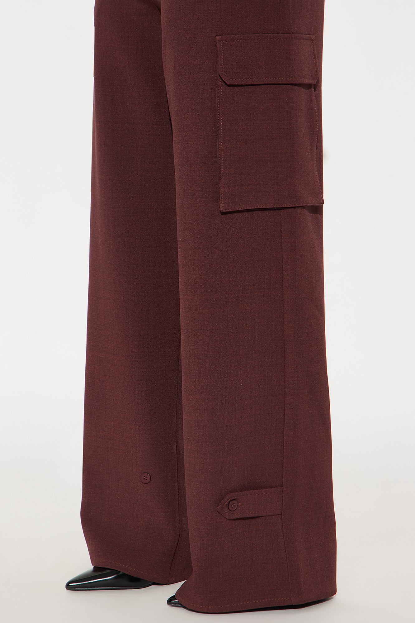 Trending Topic Wide Leg Belted Cargo Pant 32″ - Plum