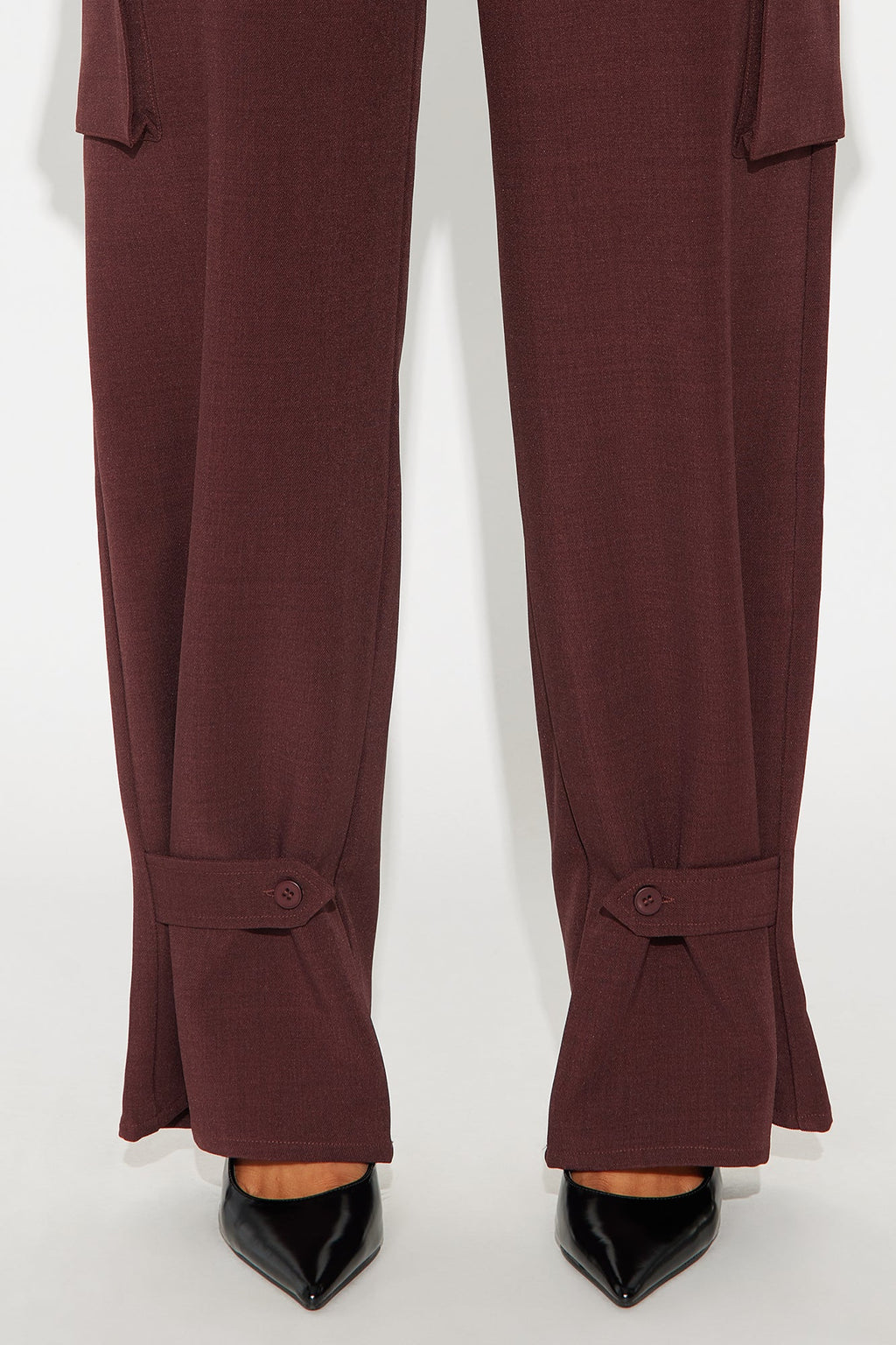 Trending Topic Wide Leg Belted Cargo Pant 32″ - Plum
