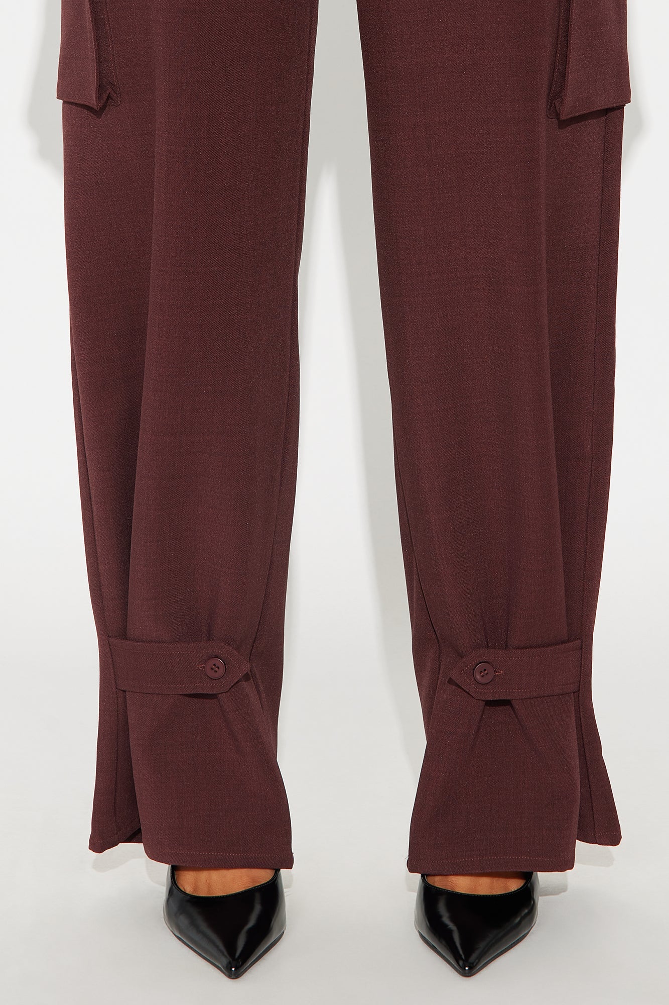 Trending Topic Wide Leg Belted Cargo Pant 32″ - Plum