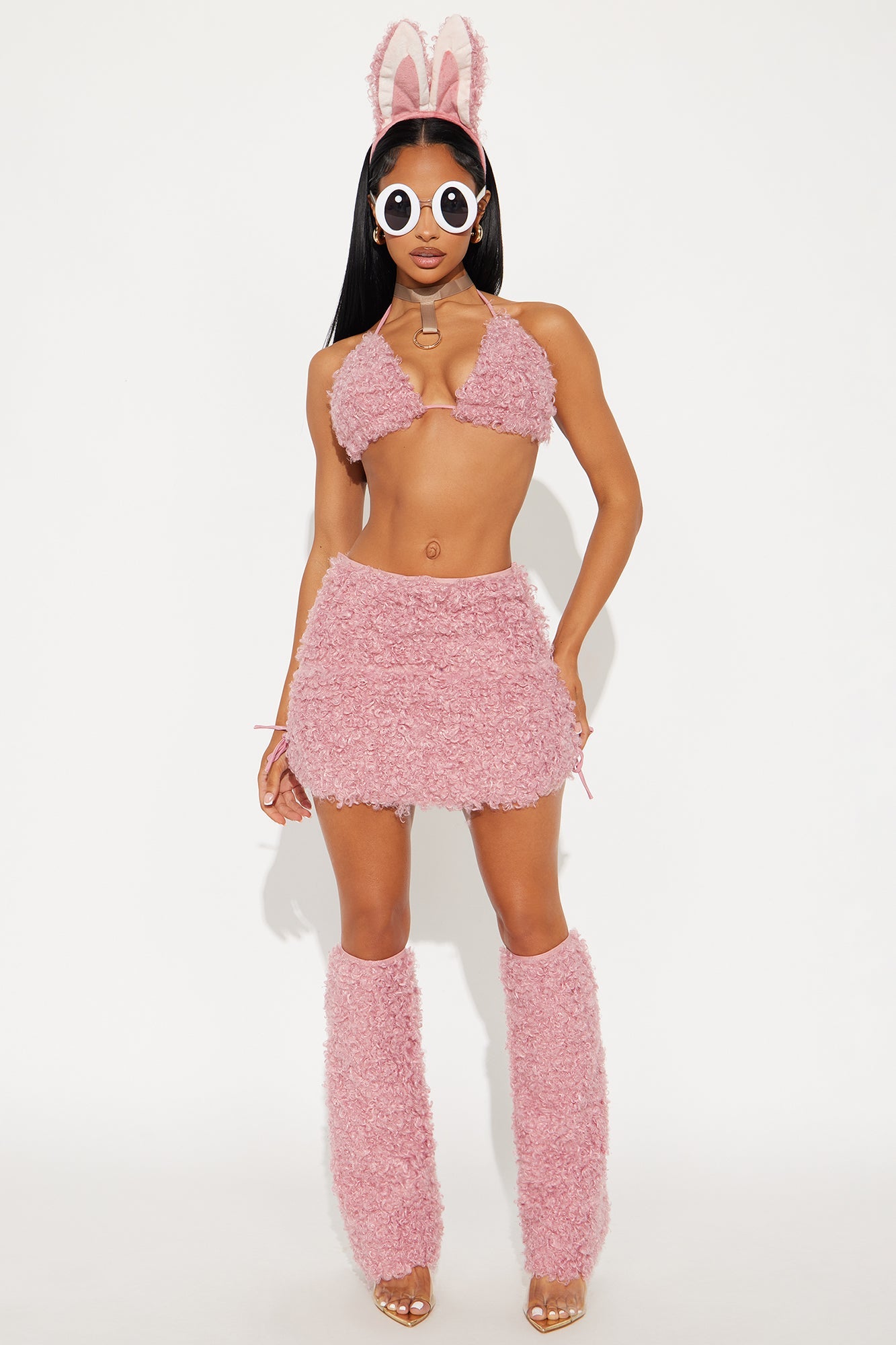Boo Boo Monster 6 Piece Faux Fur Halloween Costume - Pink 