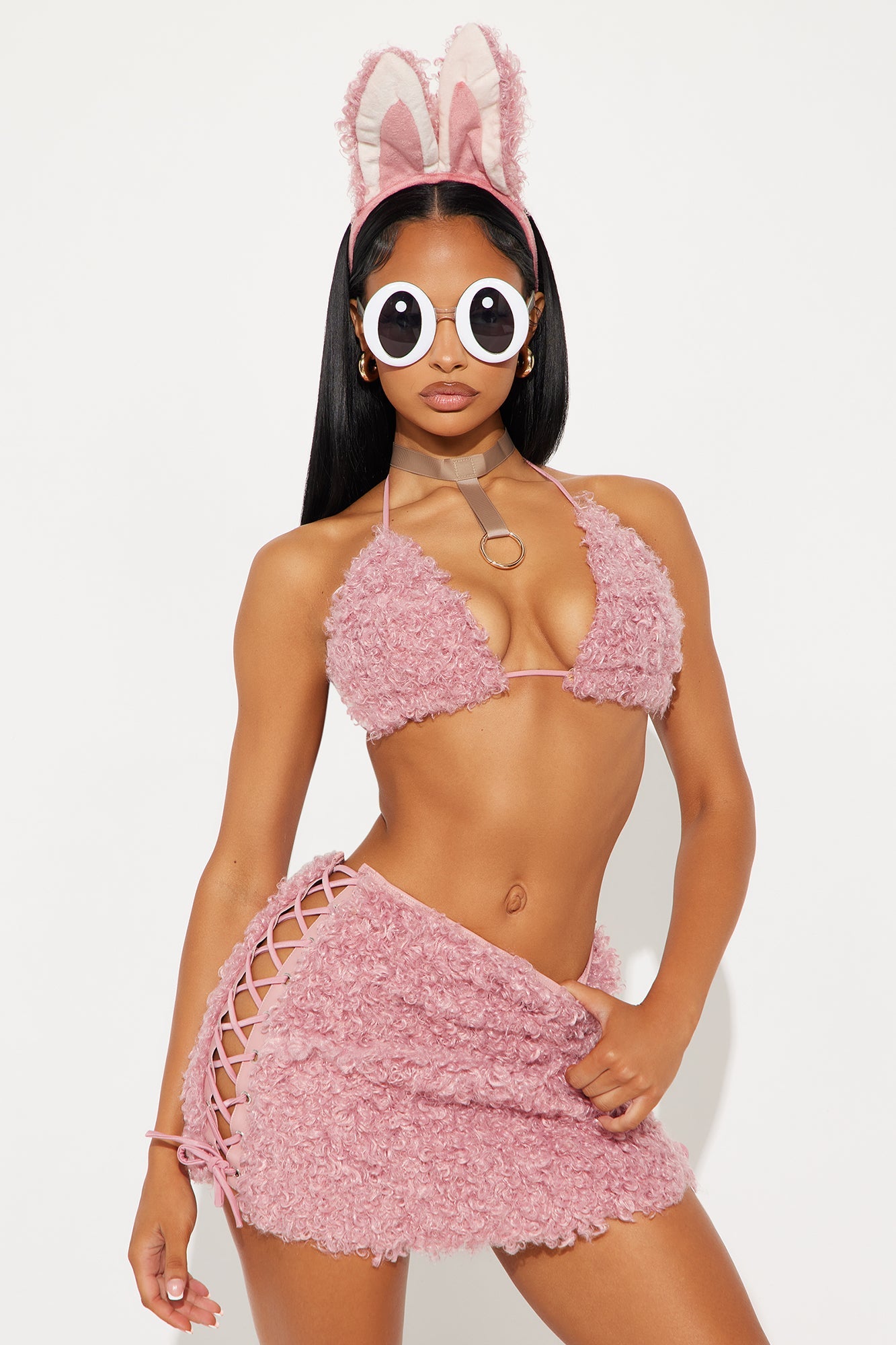 Boo Boo Monster 6 Piece Faux Fur Halloween Costume - Pink 