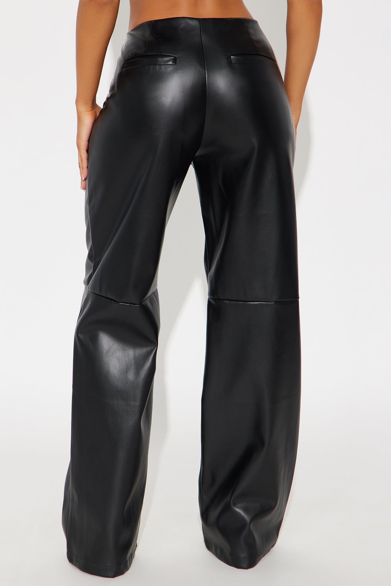 Athena Faux Leather Wide Leg Pant 33″ - Black 