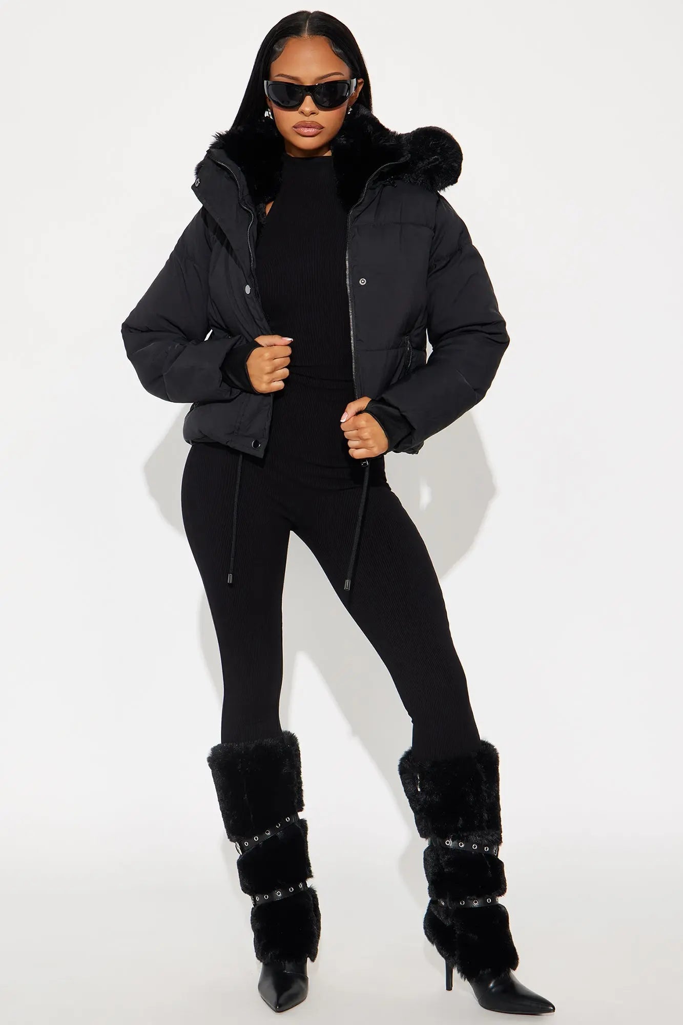 Put It On Ice Hooded Puffer Jacket - Black 