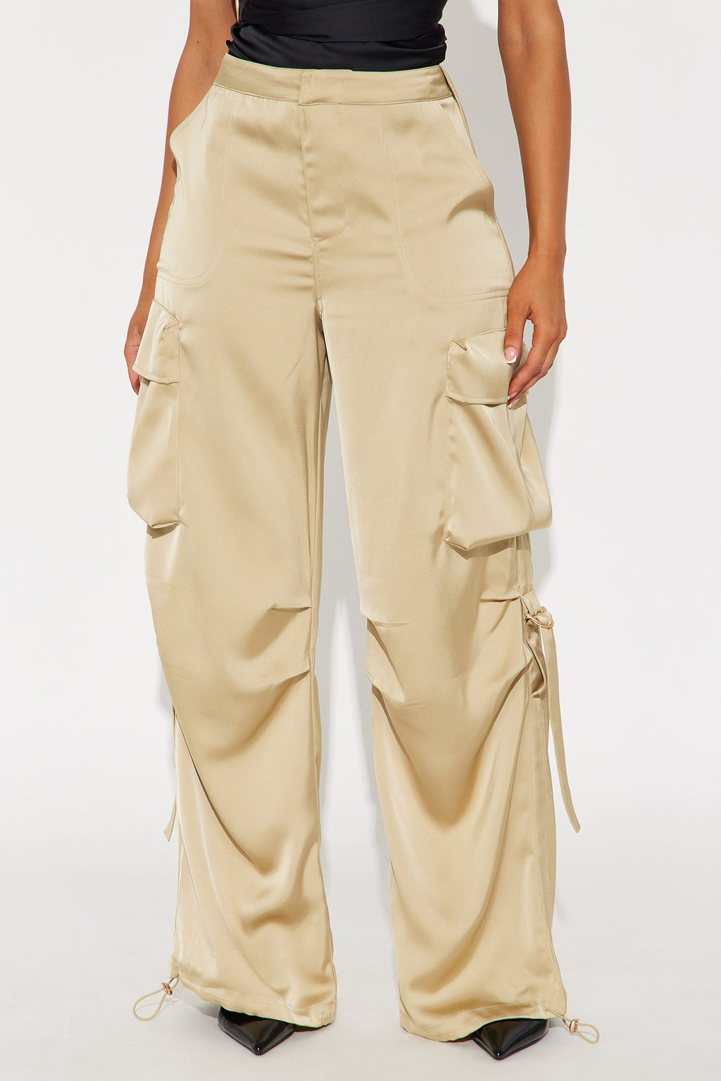 Carlee Satin Jogger Cargo Pant 32 - Gold 