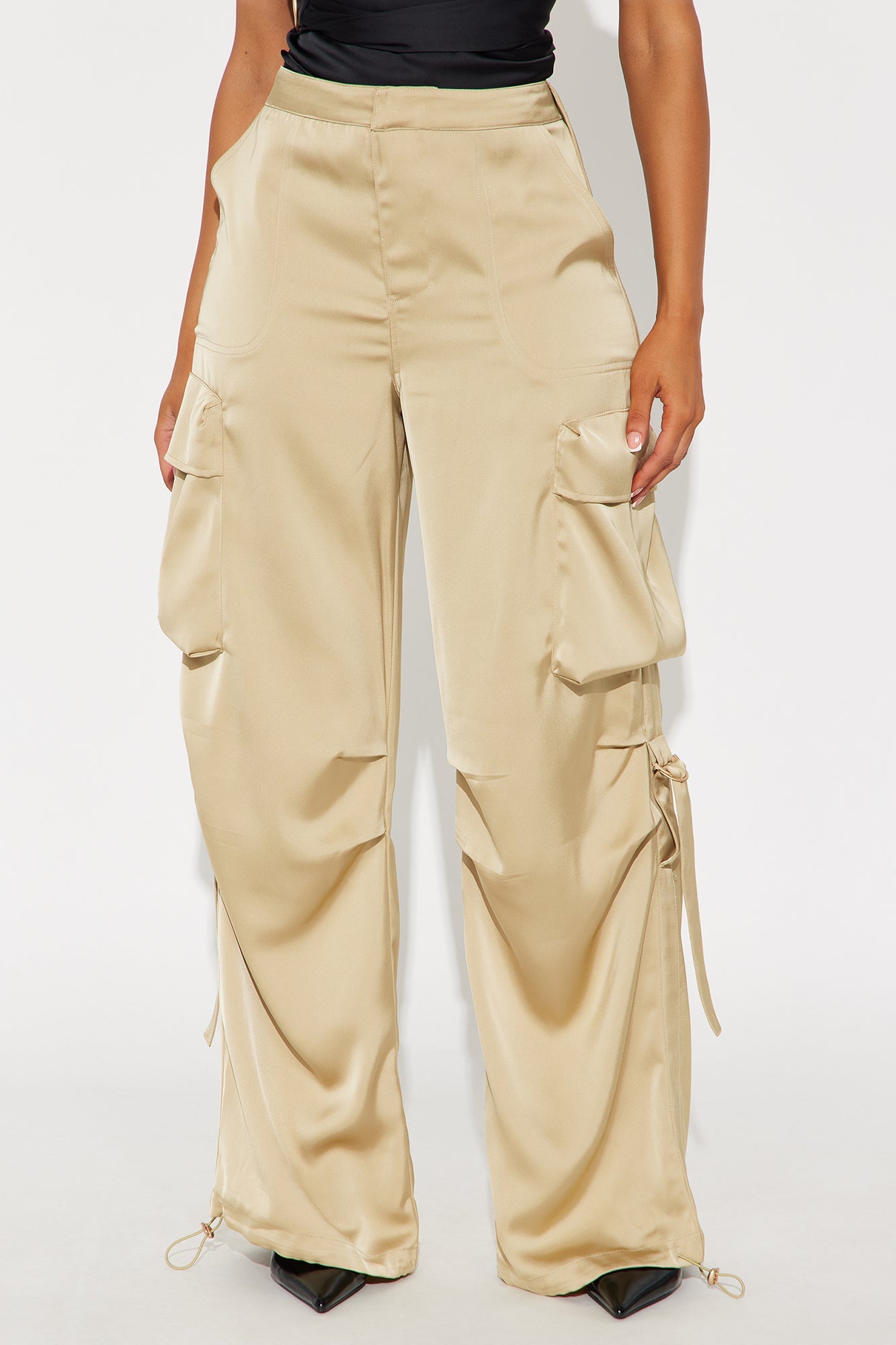 Carlee Satin Jogger Cargo Pant 32 - Gold 
