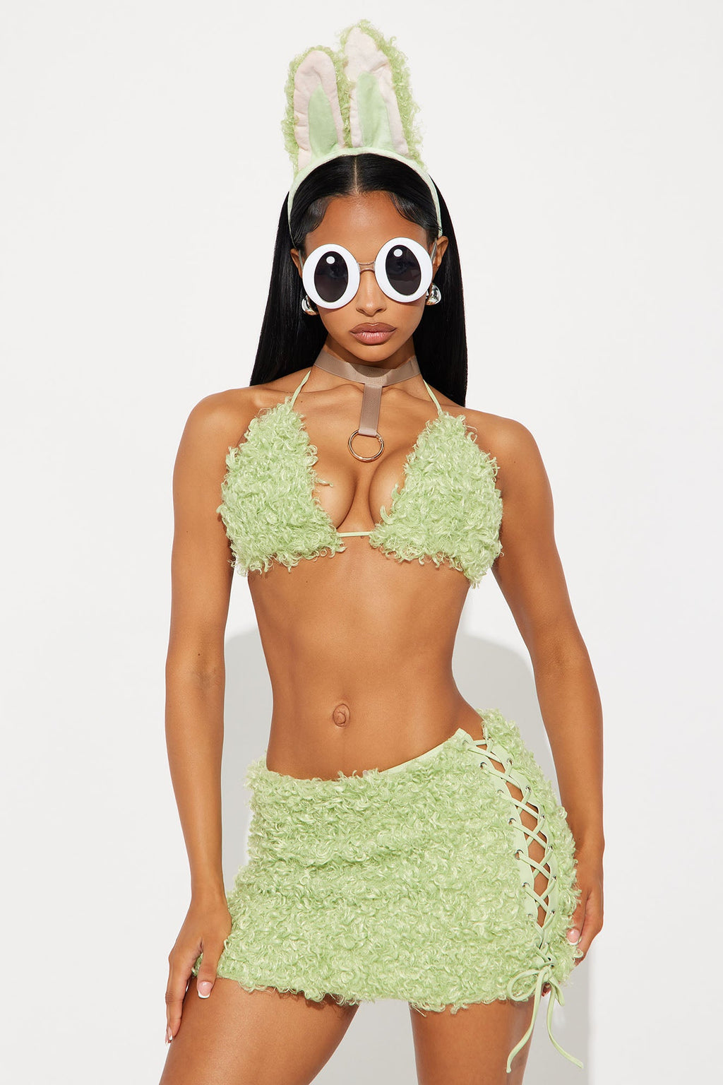 Boo Boo Monster 6 Piece Faux Fur Halloween Costume - Green 