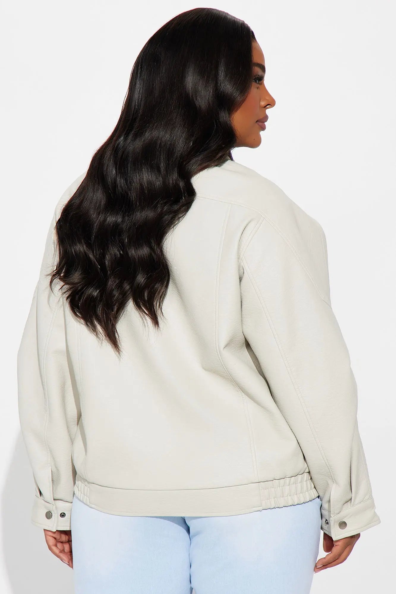 Harlem Faux Leather Moto Jacket - Stone 