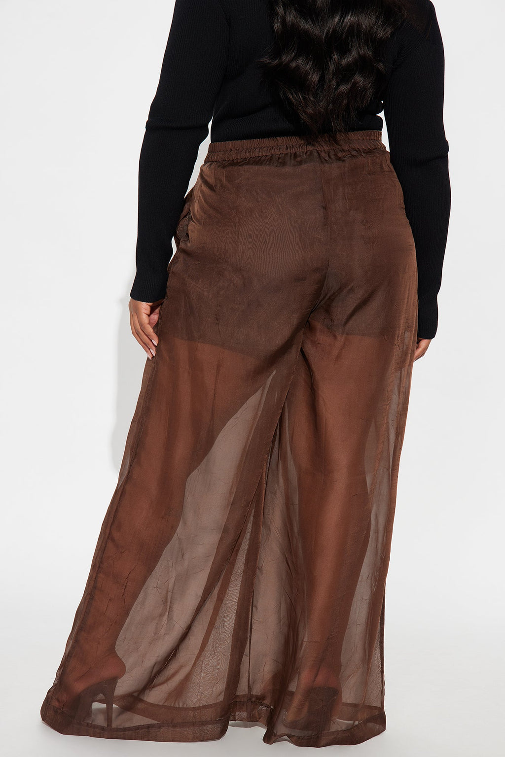 Hollie Wide Leg Organza Pant - Chocolate 