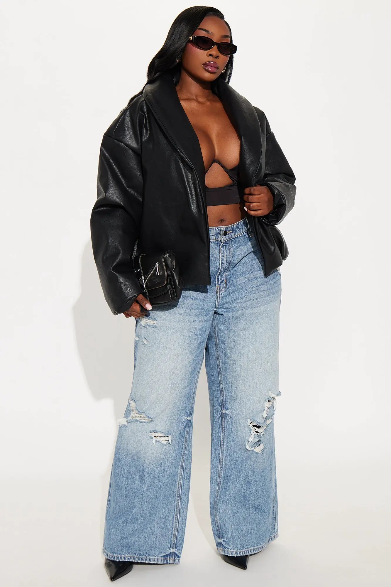 Kiara Faux Leather Jacket - Black 