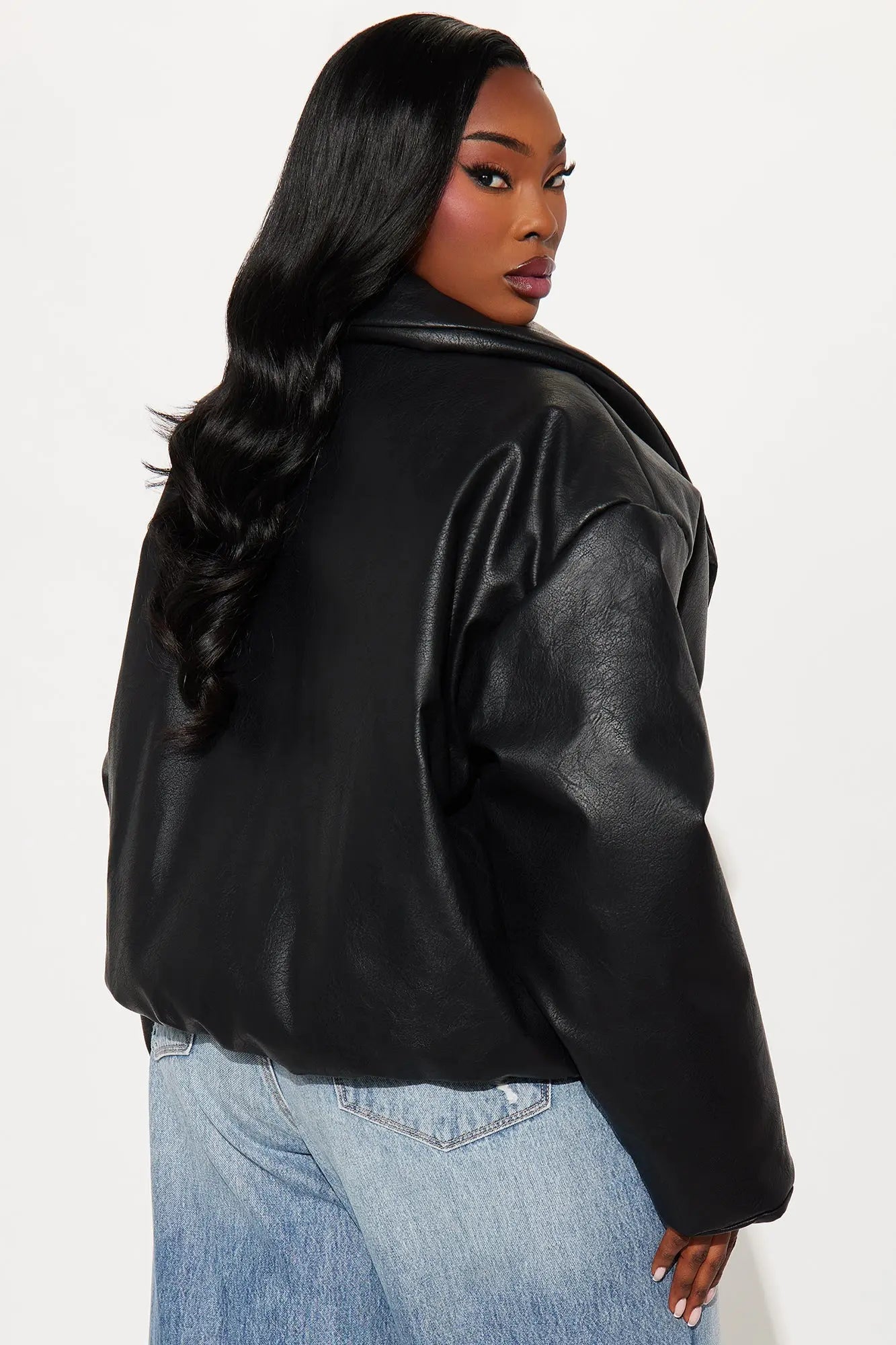 Kiara Faux Leather Jacket - Black 