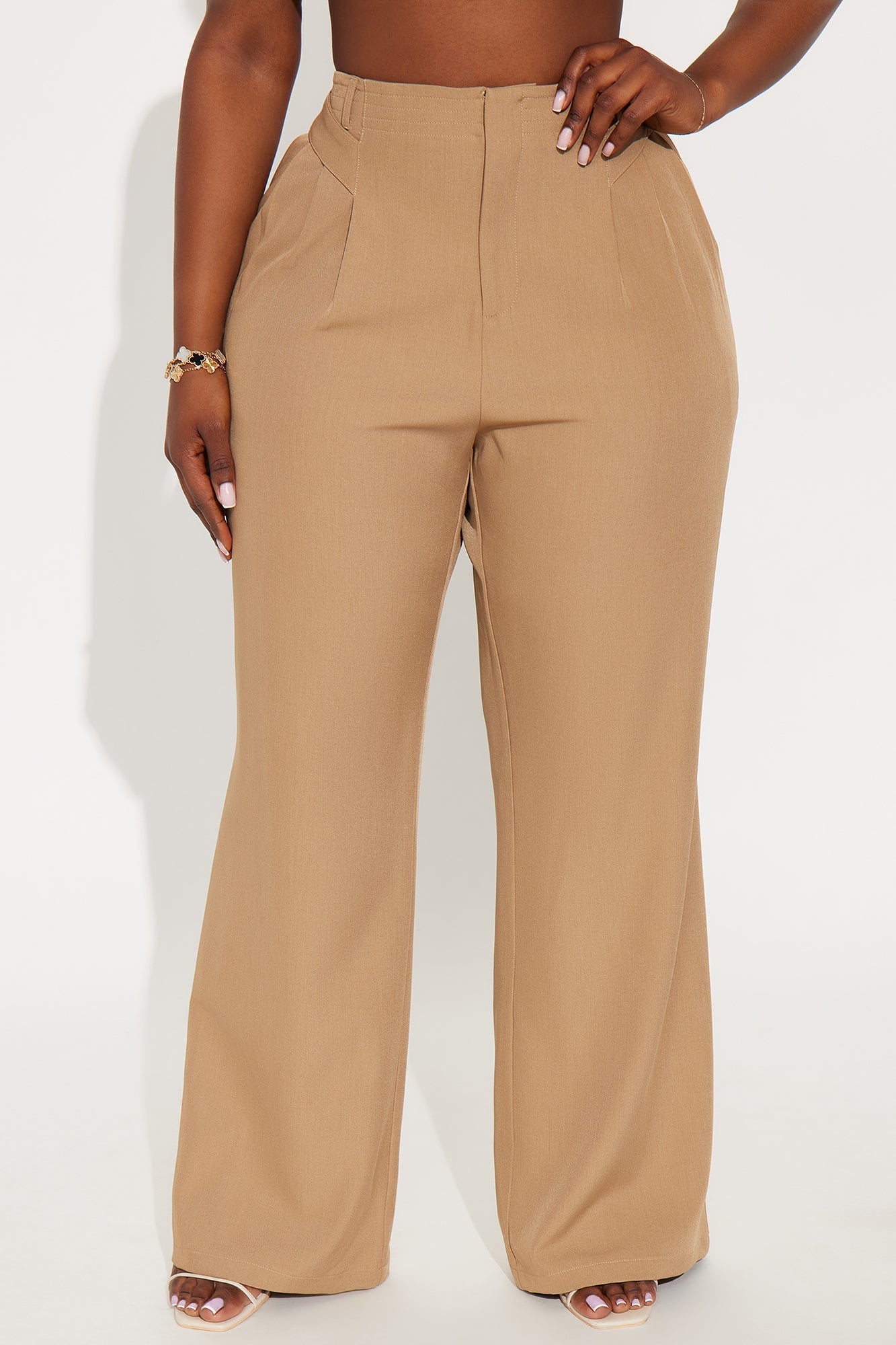 Business Plan Pleated Wide Leg Trouser Pant 32″ - Khaki 