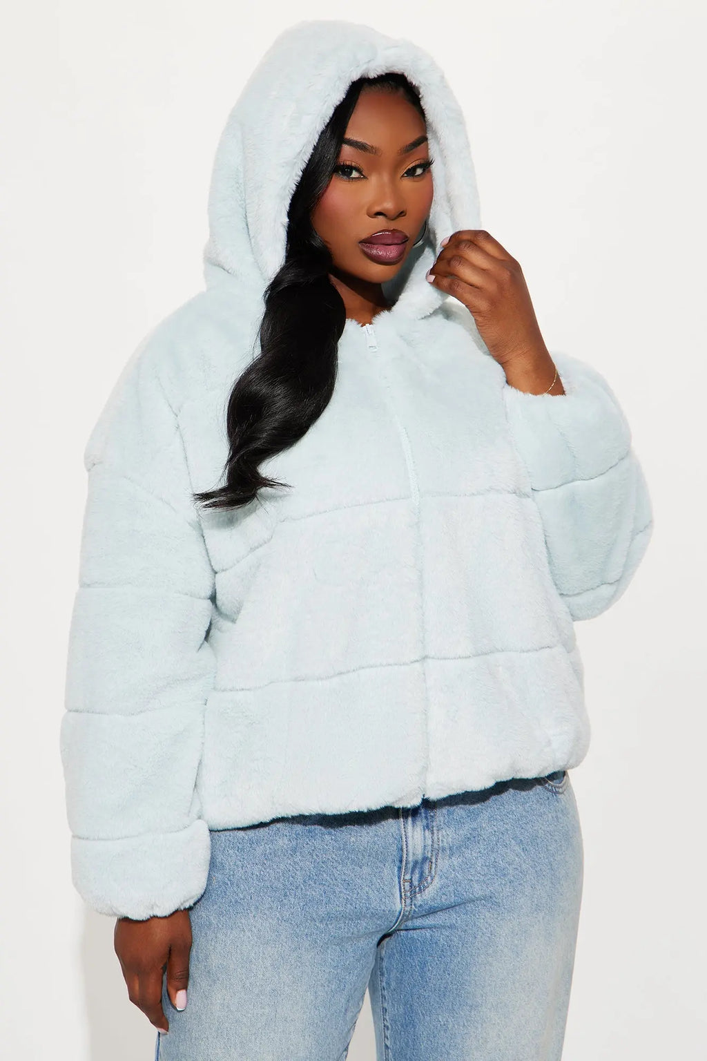 Leah Faux Fur Jacket - Blue 