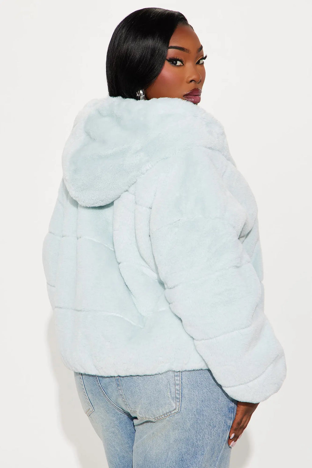 Leah Faux Fur Jacket - Blue 