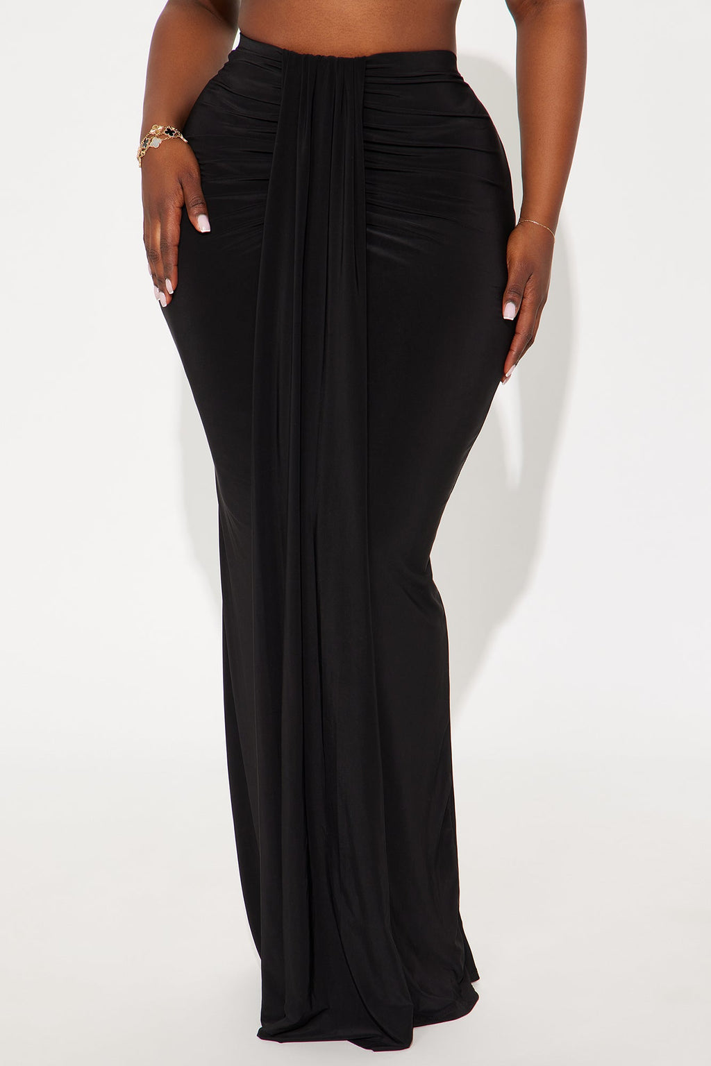 All Dressed Up Draped Maxi Skirt - Black