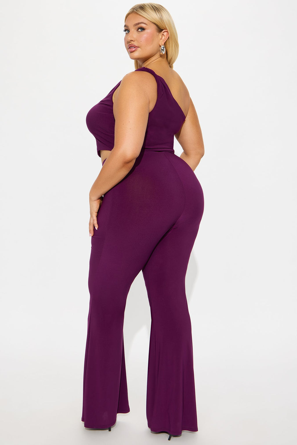 Lisa One Shoulder Pant Set - Plum 