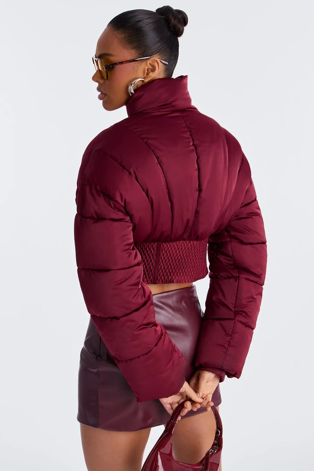 Body Language Corset Puffer Jacket - Burgundy 