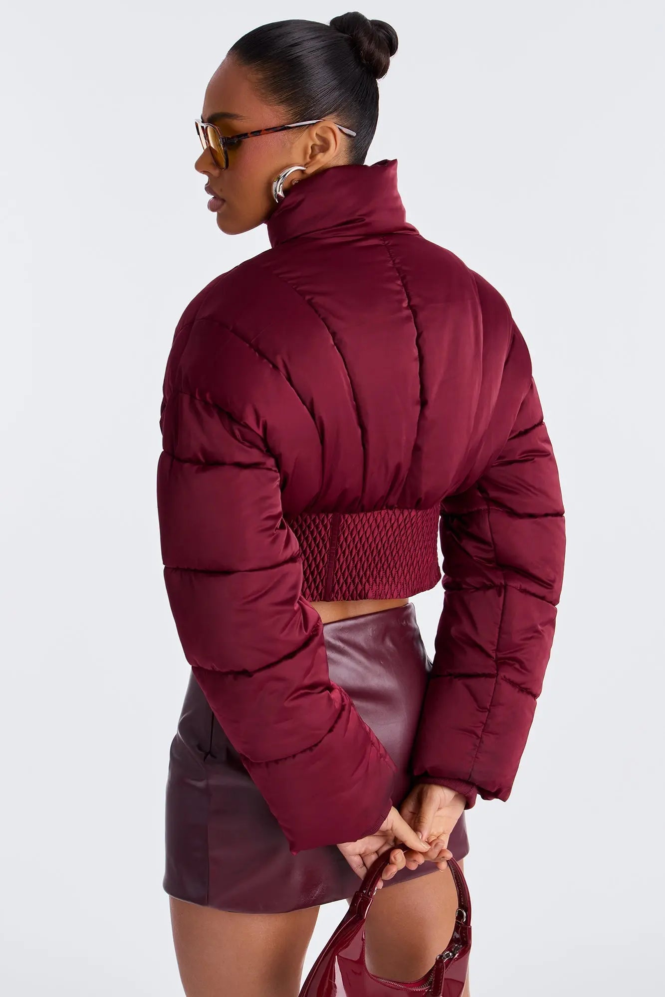 Body Language Corset Puffer Jacket - Burgundy 