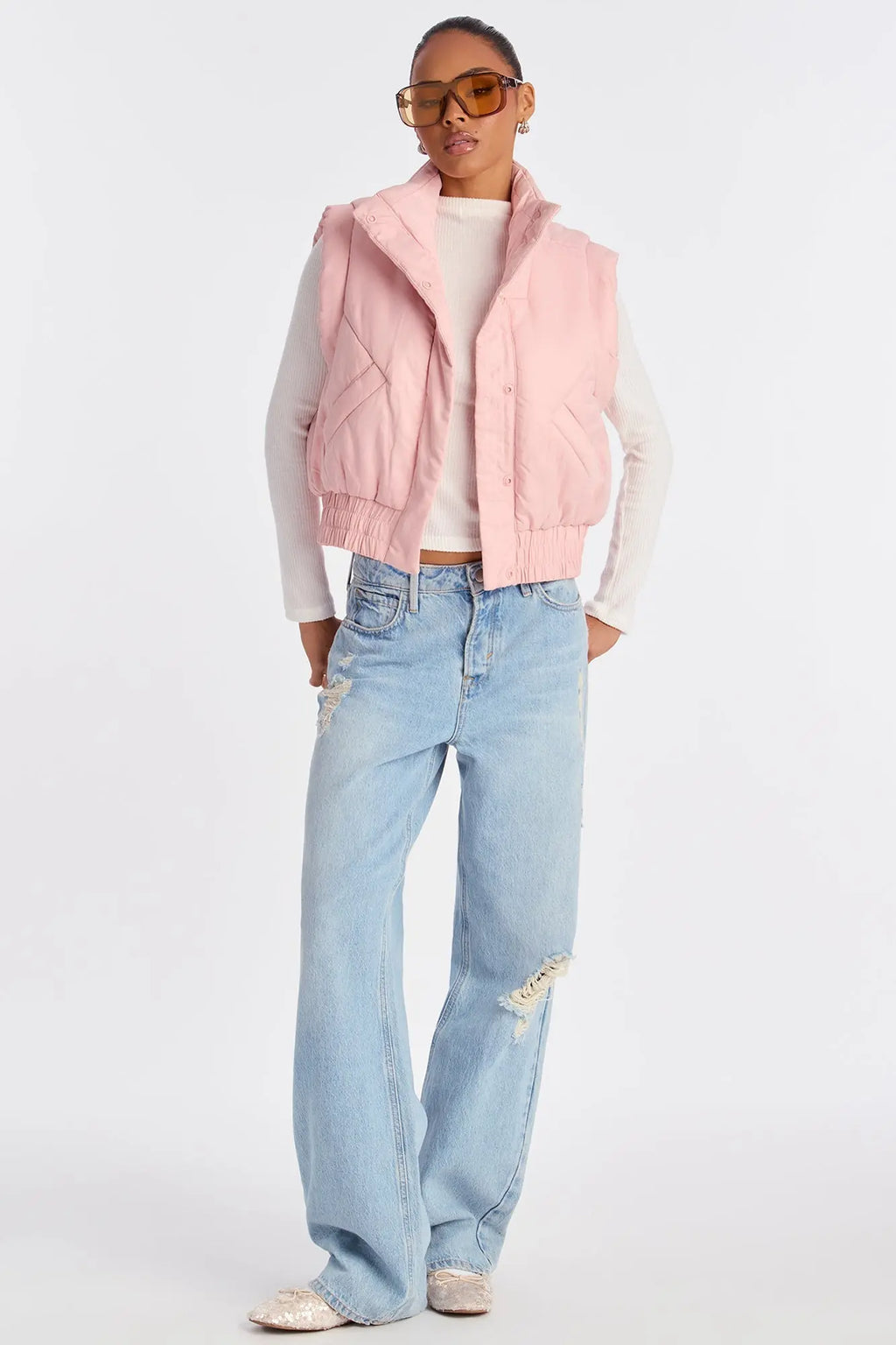 Cabin Cutie Puffer Vest - Light Pink 