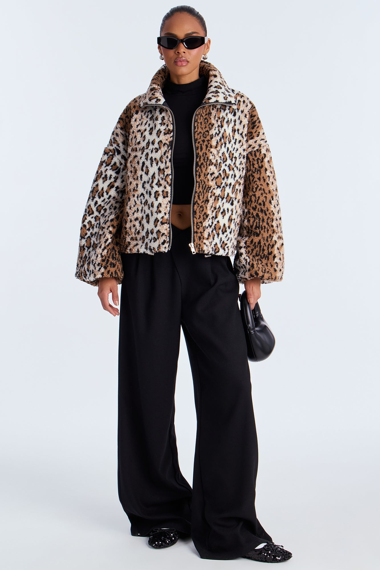Still A Vibe Leopard Sherpa Jacket - Brown/combo
