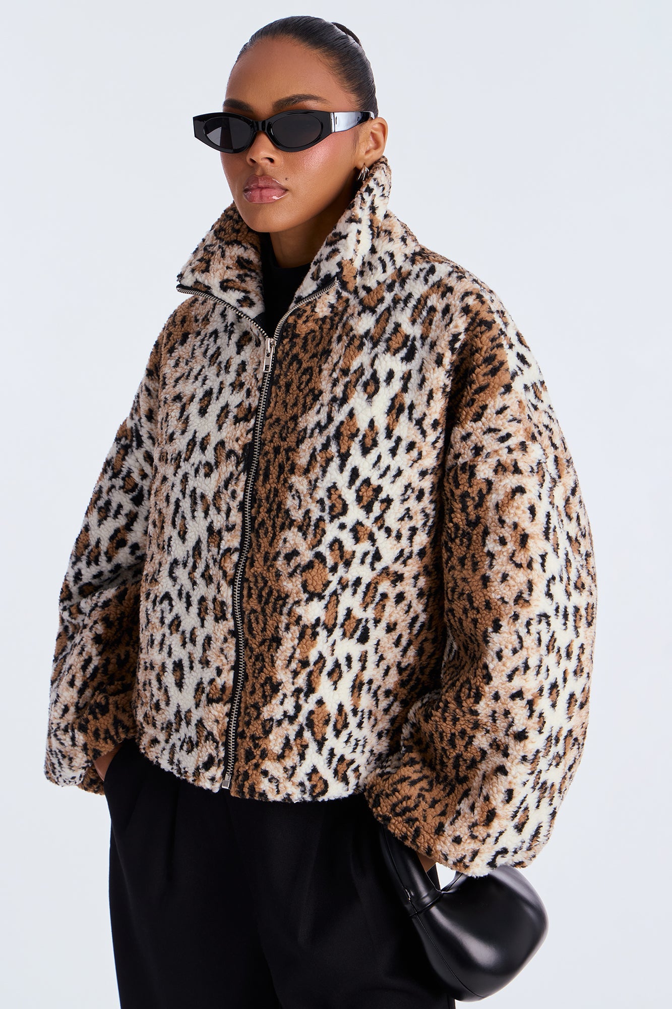Still A Vibe Leopard Sherpa Jacket - Brown/combo
