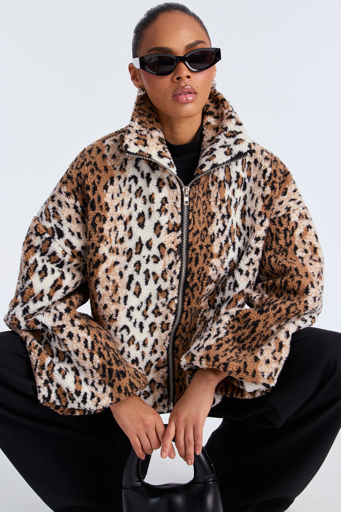 Still A Vibe Leopard Sherpa Jacket - Brown/combo