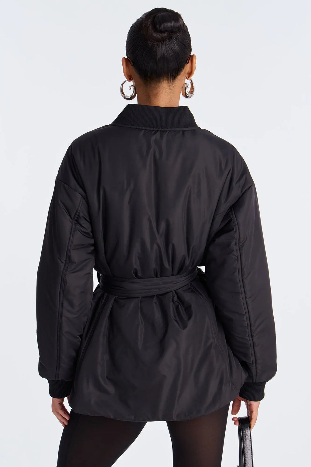 Giana Belted Puffer Jacket - Black 