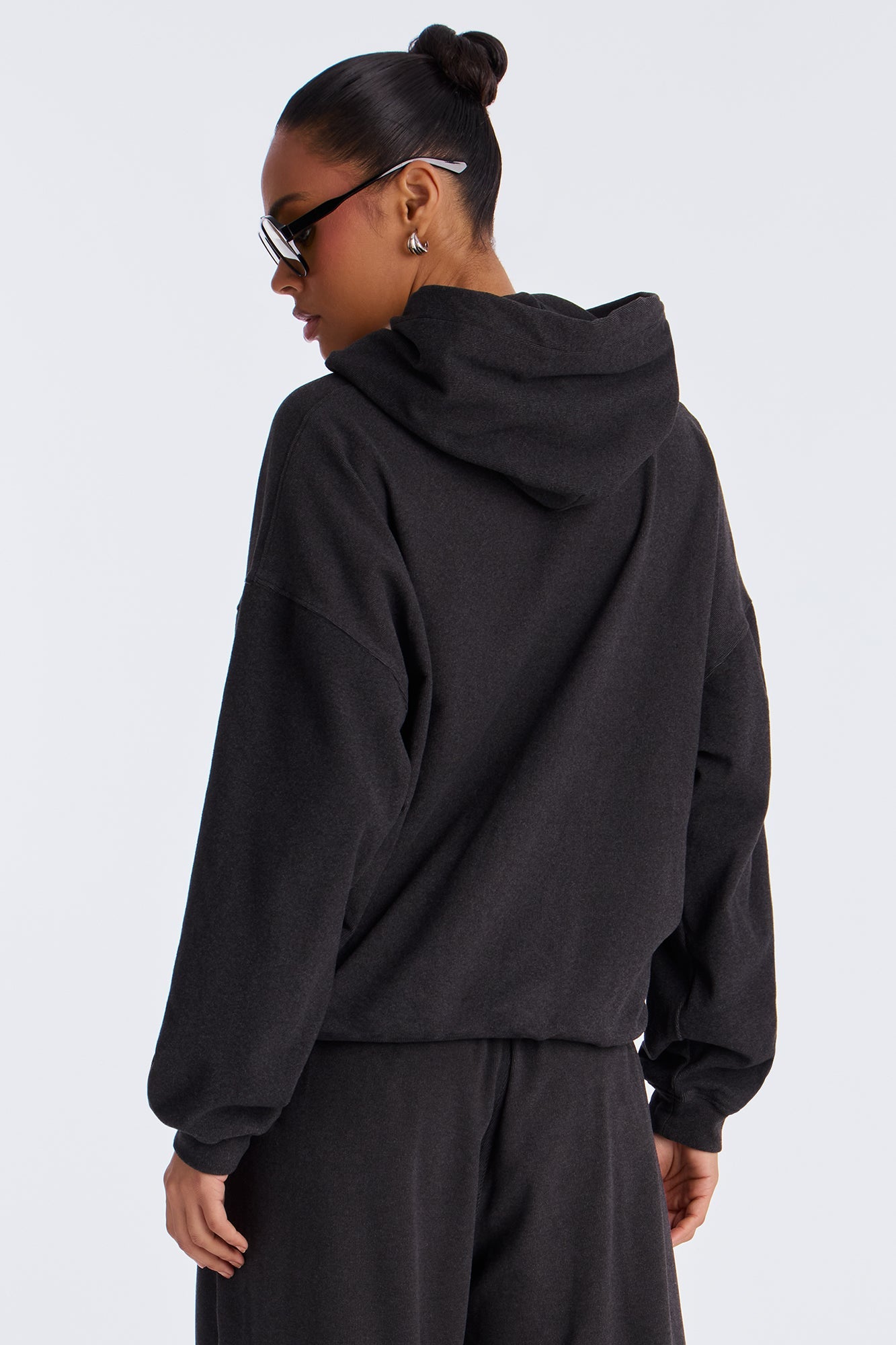 Allie Butter Ribbed Lounge Hoodie - Black