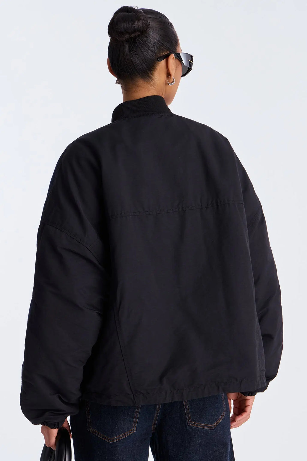 Make It Happen Oversized Bomber Jacket - Blue/combo 