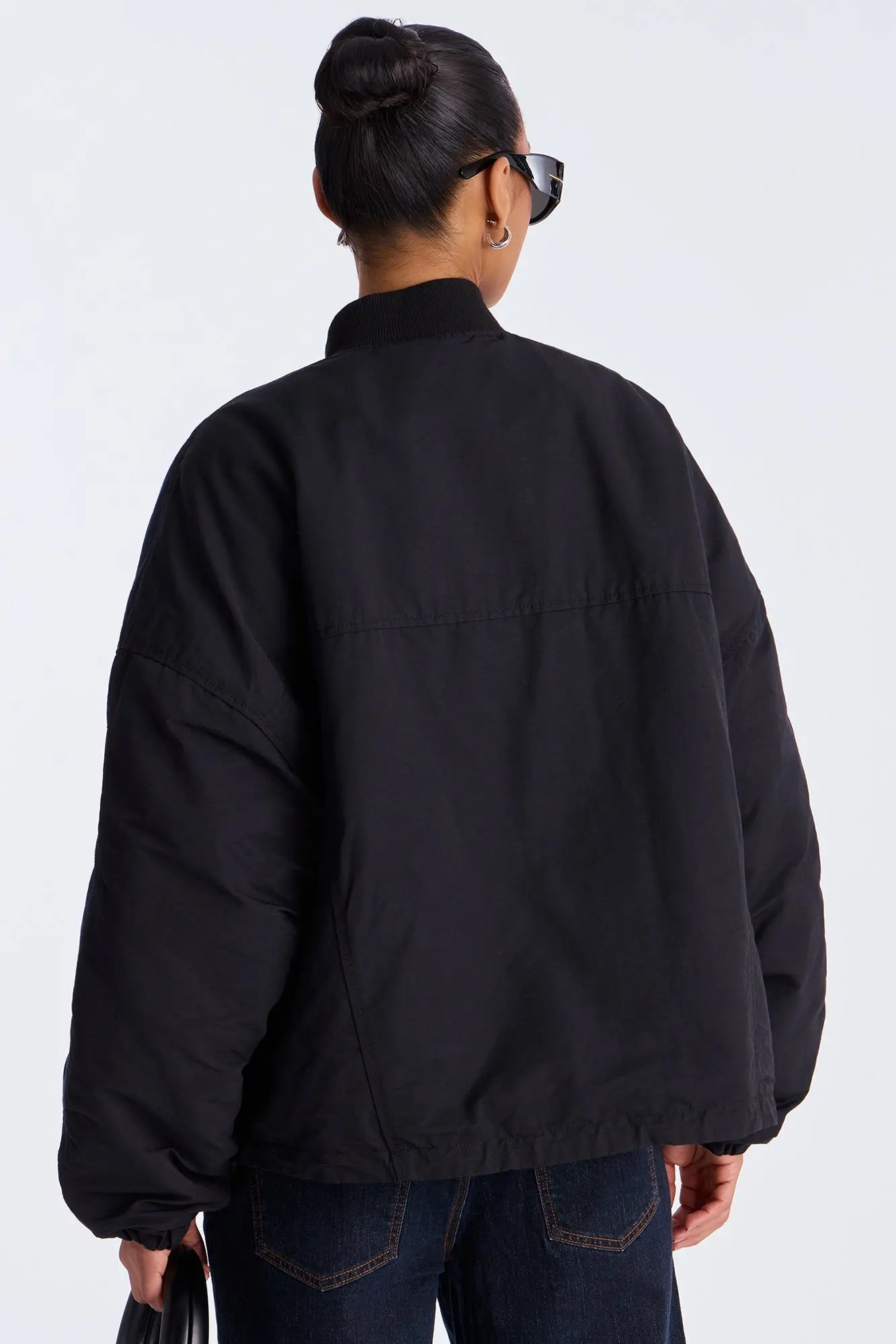 Make It Happen Oversized Bomber Jacket - Blue/combo 