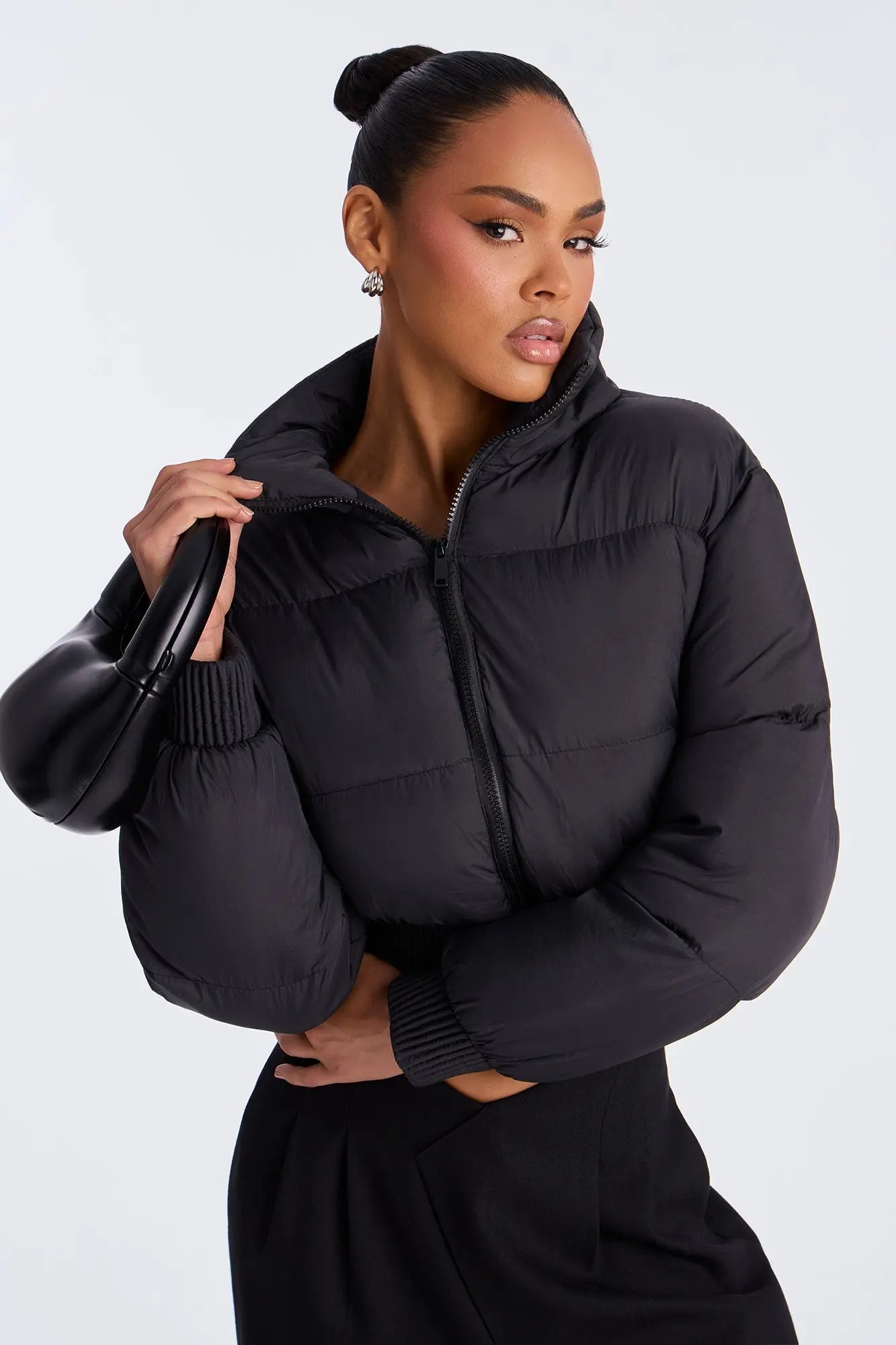 Raquel Cropped Puffer Jacket - Black 