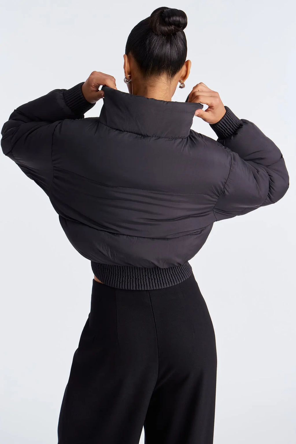 Raquel Cropped Puffer Jacket - Black 